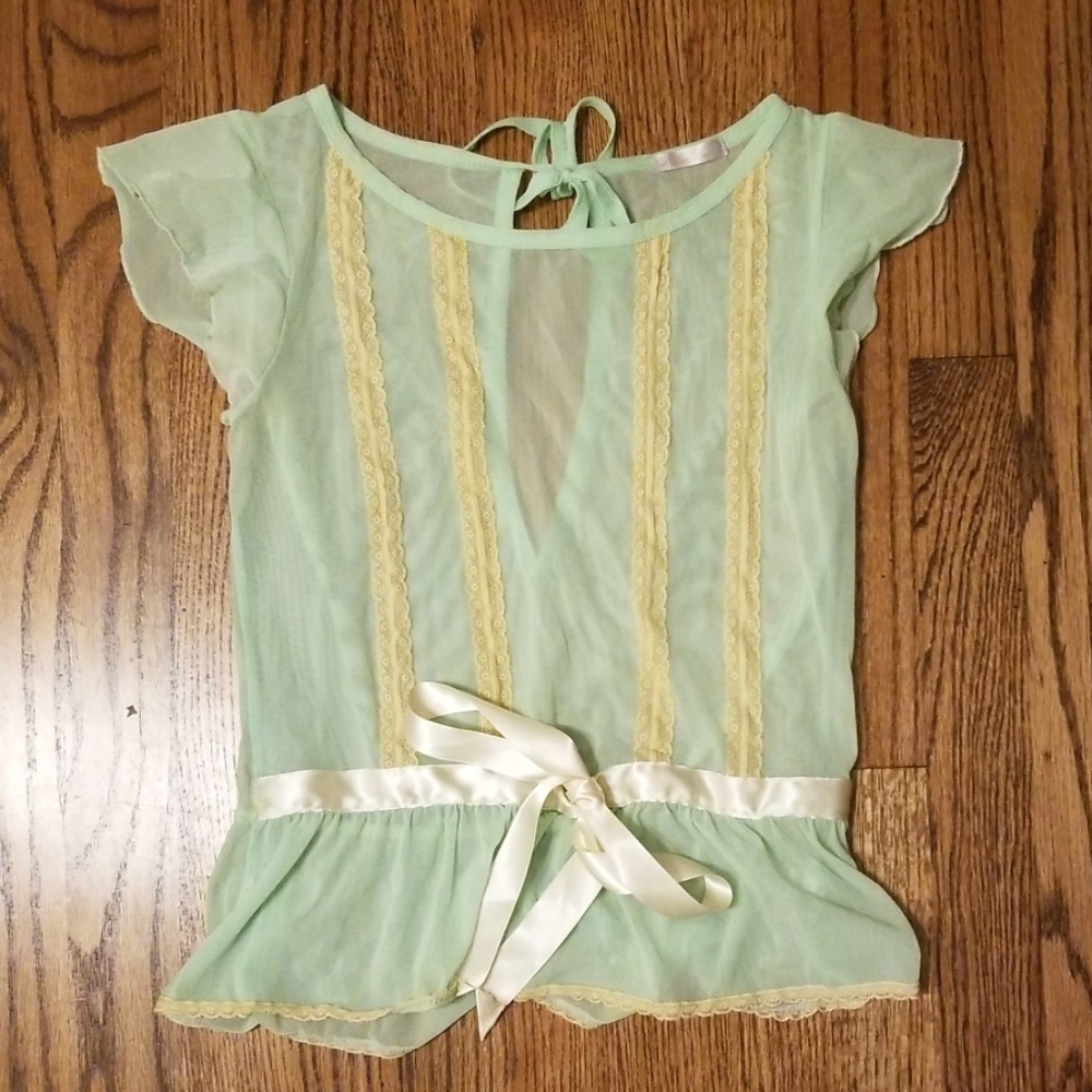 Lux top mint mesh sheer lace ribbon Keely Teslow, Phil of the Future